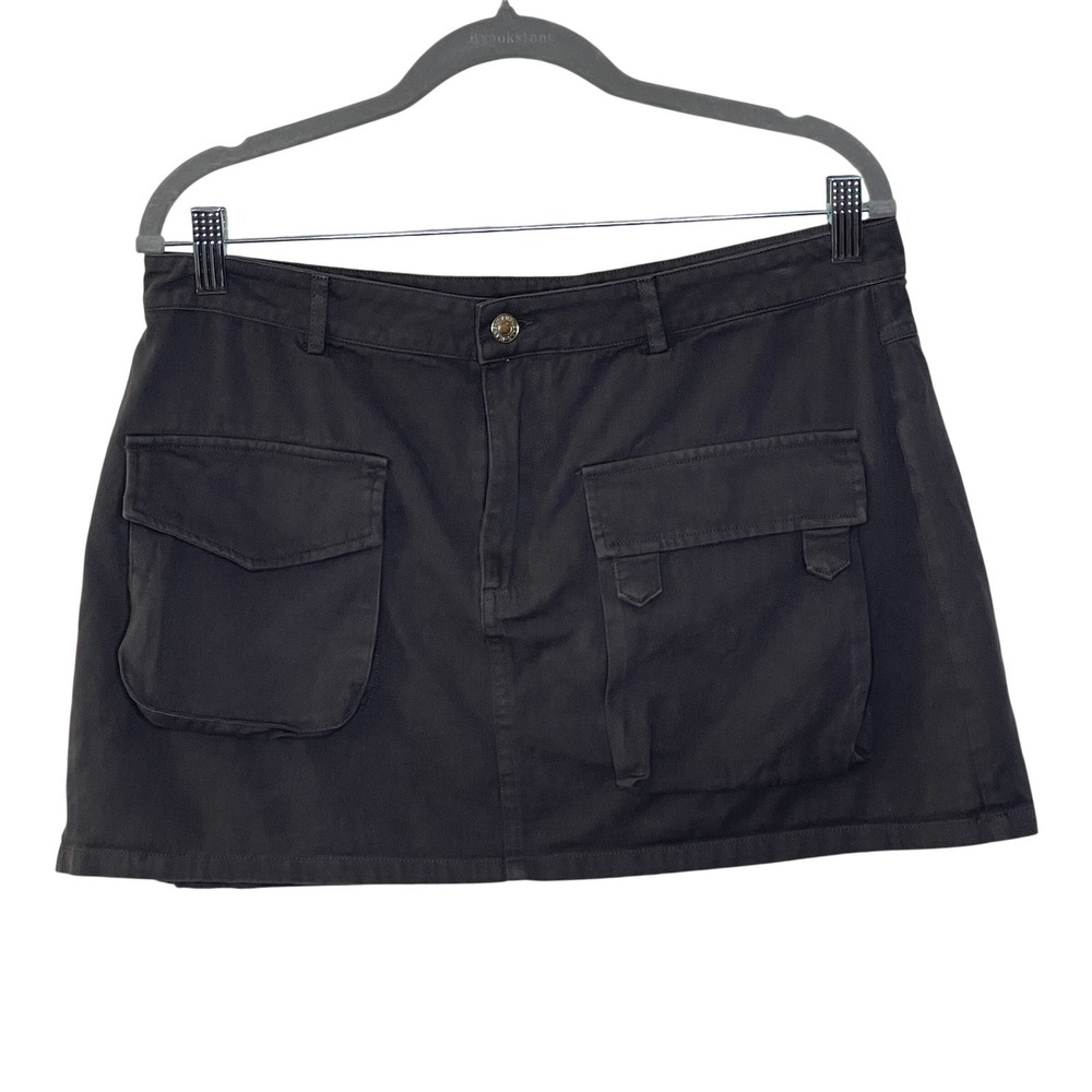 White Fox Cargo Mini Skirt Charcoal Grey XL‎ Utility Streetwear Y2K Pockets